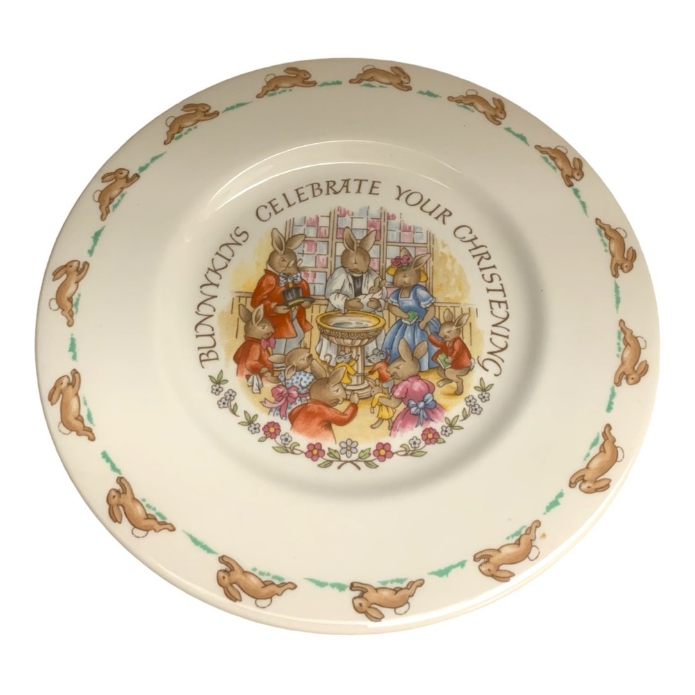 VTG Royal Doulton Bunnykins Plate Celebrate Your Christening Fine China England